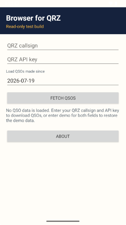 Browser for QRZ screen for fetching records using a callsign and API key